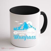 Retro Mountain Banjo Life Is Better With Bluegrass Gift Coffee Mug thumb 1