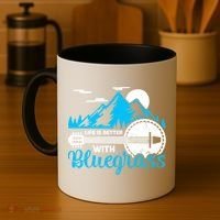 Retro Mountain Banjo Life Is Better With Bluegrass Gift Coffee Mug thumb 4