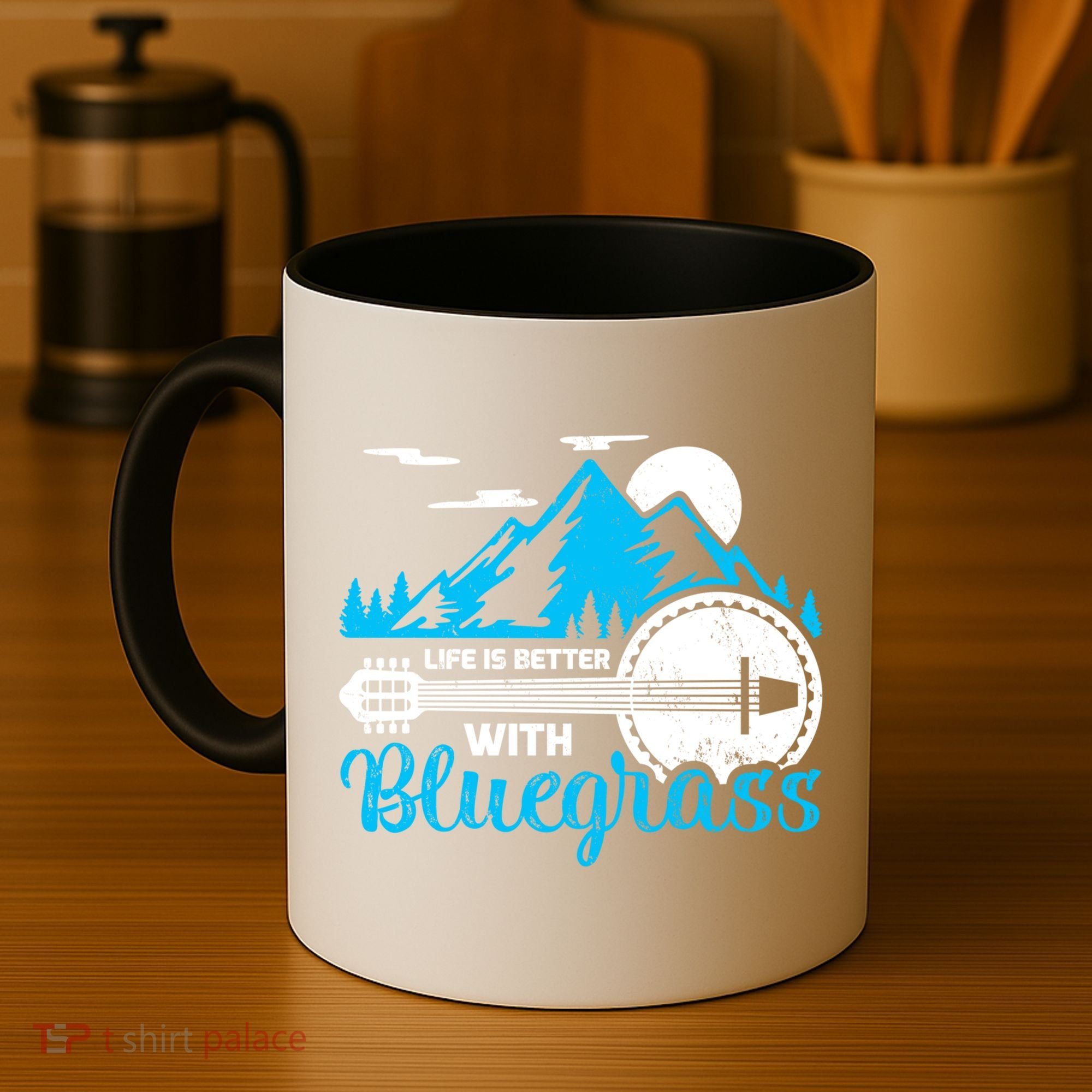 Retro Mountain Banjo Life Is Better With Bluegrass Gift Coffee Mug