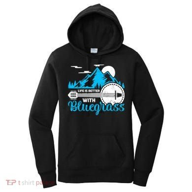 Retro Mountain Banjo Life Is Better With Bluegrass Gift Women's Hoodie