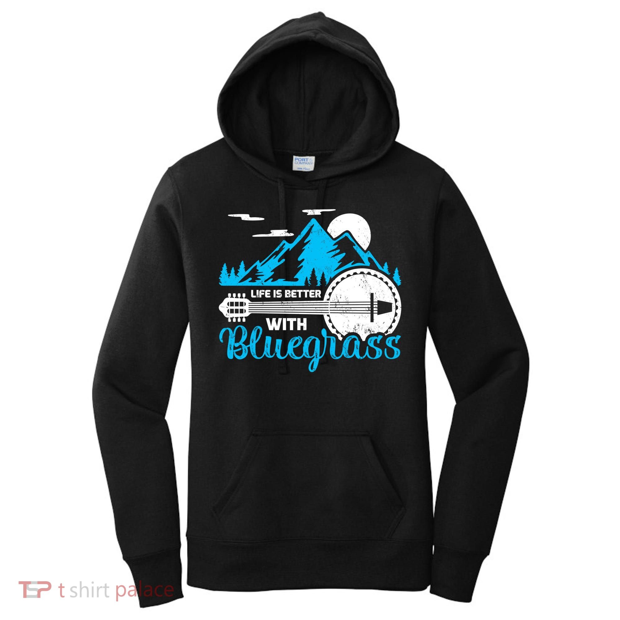 Retro Mountain Banjo Life Is Better With Bluegrass Gift Women's Hoodie