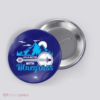 Retro Mountain Banjo Life Is Better With Bluegrass Gift Button