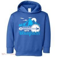 Retro Mountain Banjo Life Is Better With Bluegrass Gift Toddler Hoodie thumb 0