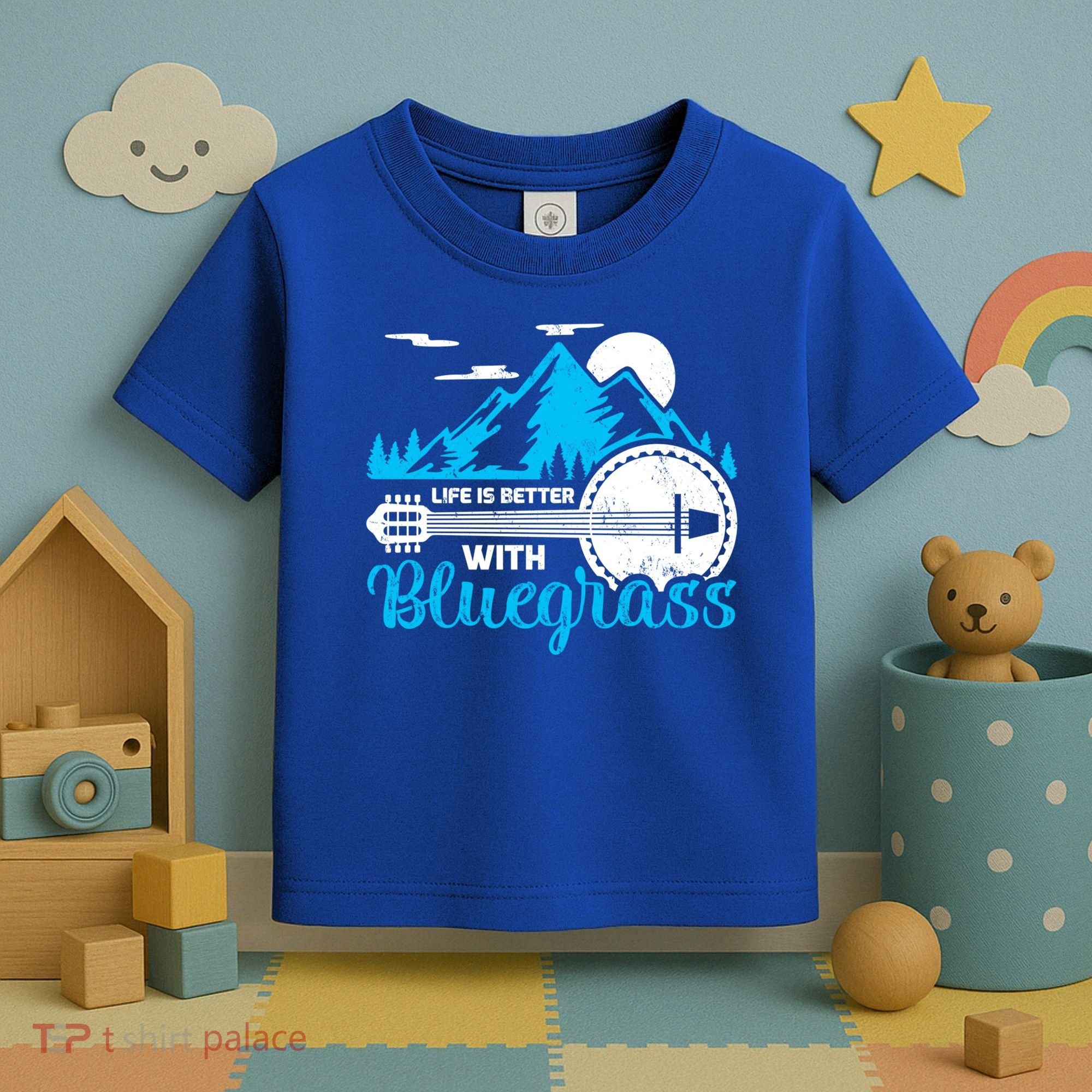 Retro Mountain Banjo Life Is Better With Bluegrass Gift Toddler T-Shirt
