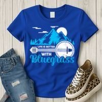 Retro Mountain Banjo Life Is Better With Bluegrass Gift Women's T-Shirt thumb 3