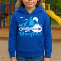 Retro Mountain Banjo Life Is Better With Bluegrass Gift Kids Hoodie thumb 3