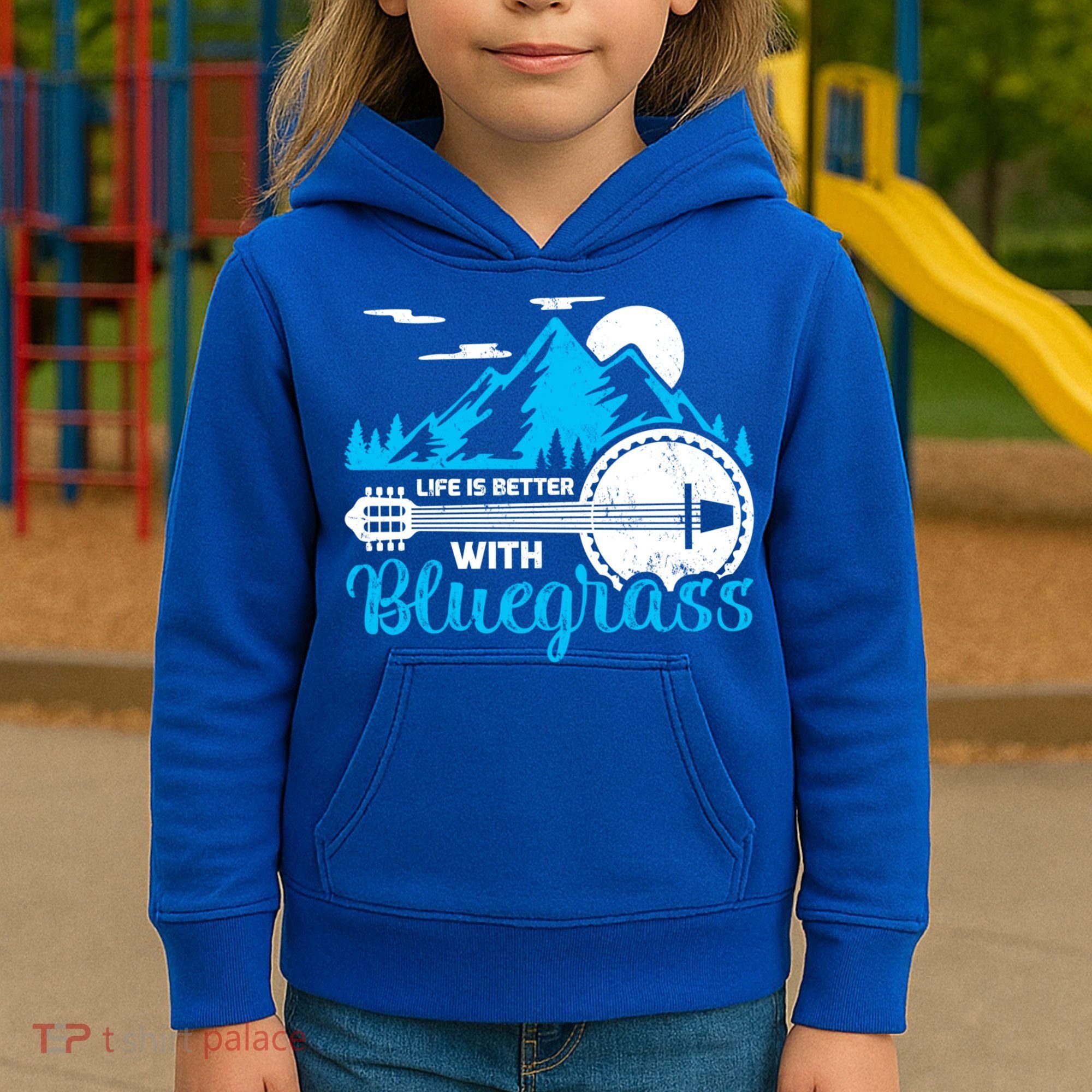 Retro Mountain Banjo Life Is Better With Bluegrass Gift Kids Hoodie