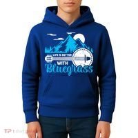 Retro Mountain Banjo Life Is Better With Bluegrass Gift Kids Hoodie thumb 4