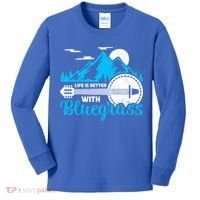 Retro Mountain Banjo Life Is Better With Bluegrass Gift Kids Long Sleeve Shirt thumb 0