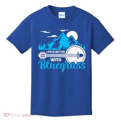 Retro Mountain Banjo Life Is Better With Bluegrass Gift Kids T-Shirt