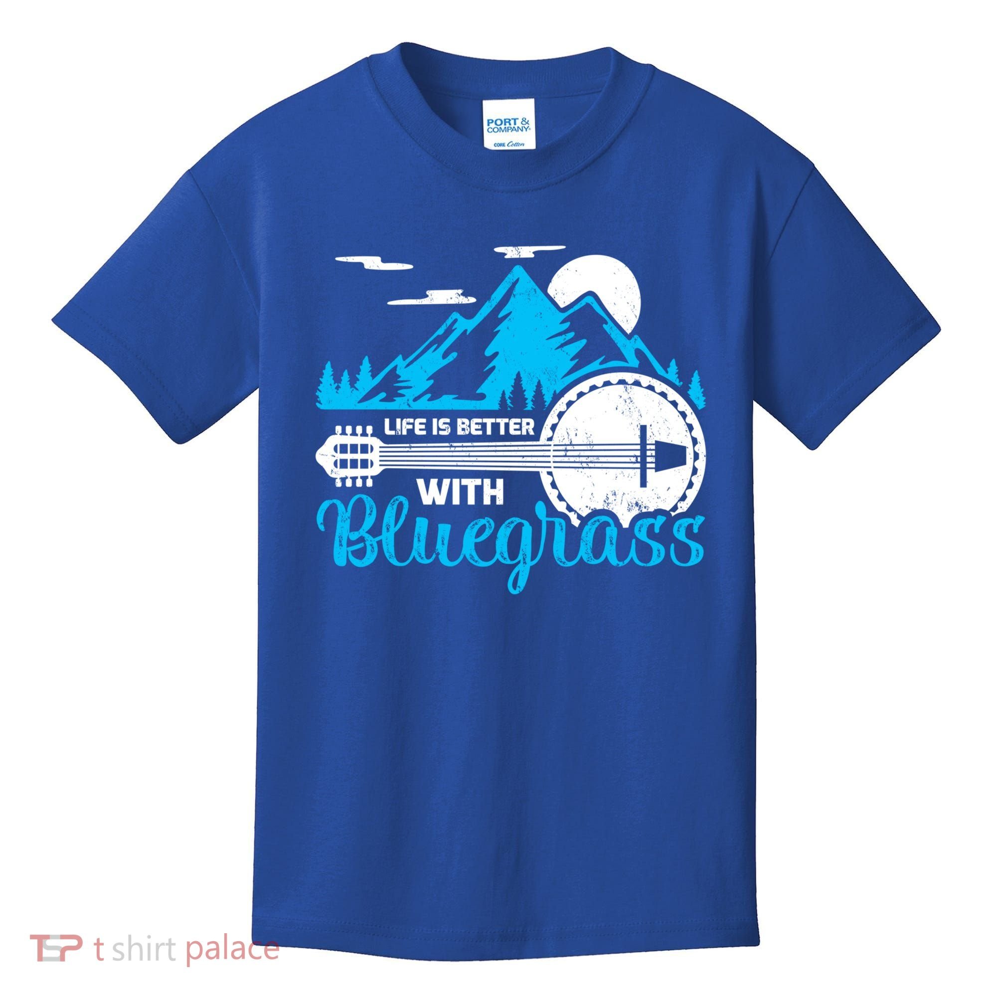Retro Mountain Banjo Life Is Better With Bluegrass Gift Kids T-Shirt