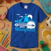 Retro Mountain Banjo Life Is Better With Bluegrass Gift Kids T-Shirt thumb 3
