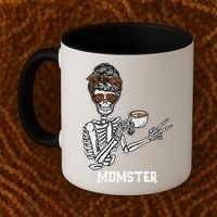 Retro Messy Bun Skeleton Ing Coffee Momster Mama Mom Great Gift Coffee Mug thumb 2