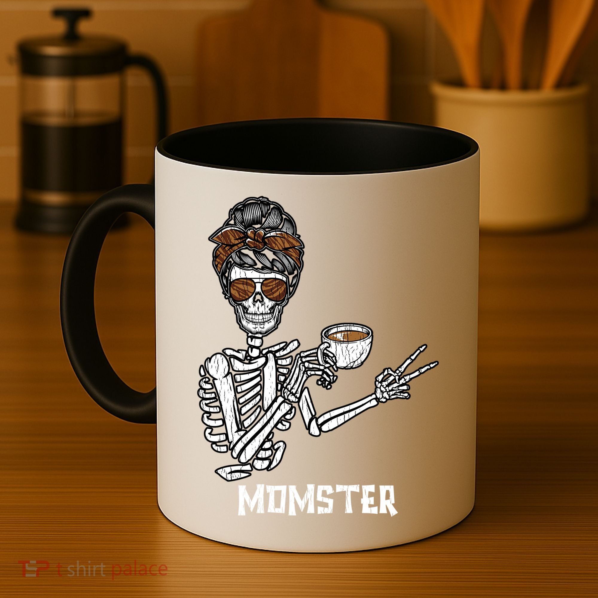 Retro Messy Bun Skeleton Ing Coffee Momster Mama Mom Great Gift Coffee Mug
