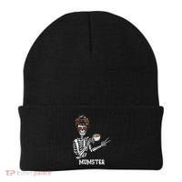 Retro Messy Bun Skeleton Ing Coffee Momster Mama Mom Great Gift Beanie thumb 0