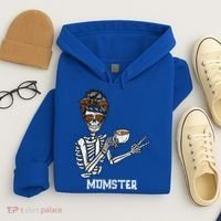 Retro Messy Bun Skeleton Ing Coffee Momster Mama Mom Great Gift Hoodie thumb 4