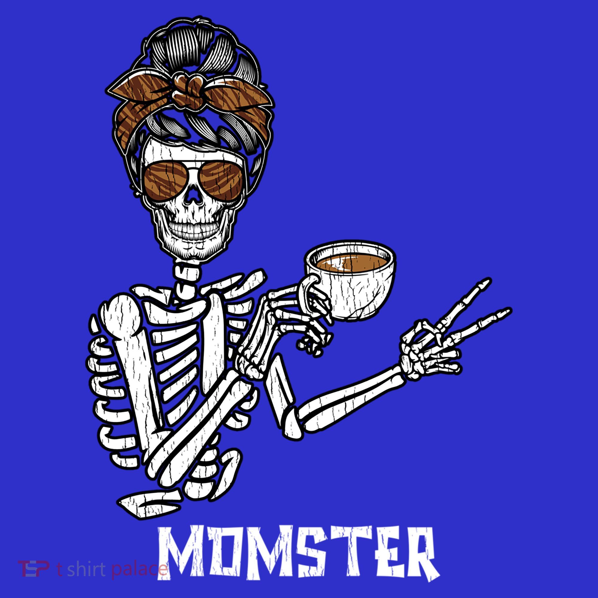 Retro Messy Bun Skeleton Ing Coffee Momster Mama Mom Great Gift Long Sleeve Shirt