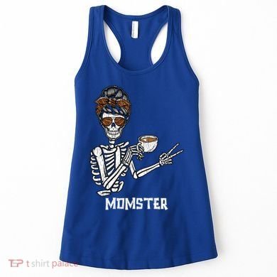 Retro Messy Bun Skeleton Ing Coffee Momster Mama Mom Great Gift Women's Tank Top