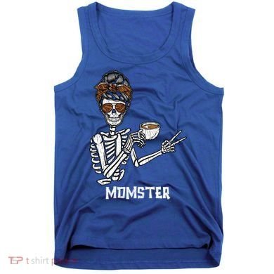 Retro Messy Bun Skeleton Ing Coffee Momster Mama Mom Great Gift Tank Top