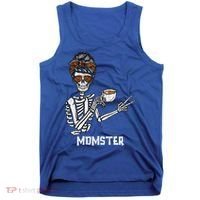 Retro Messy Bun Skeleton Ing Coffee Momster Mama Mom Great Gift Tank Top thumb 0