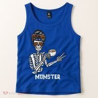 Retro Messy Bun Skeleton Ing Coffee Momster Mama Mom Great Gift Tank Top thumb 2
