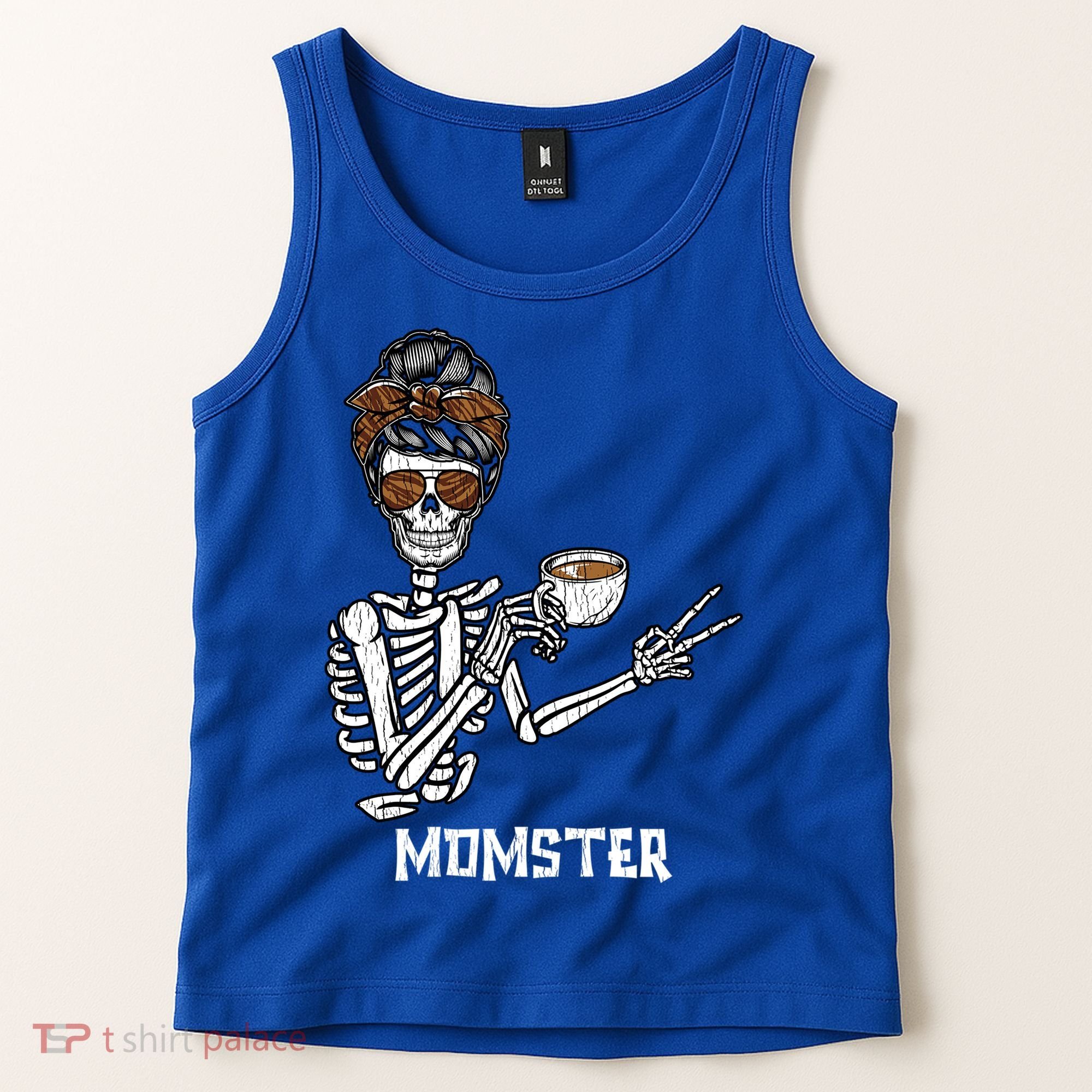 Retro Messy Bun Skeleton Ing Coffee Momster Mama Mom Great Gift Tank Top