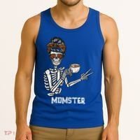 Retro Messy Bun Skeleton Ing Coffee Momster Mama Mom Great Gift Tank Top thumb 3