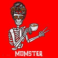 Retro Messy Bun Skeleton Ing Coffee Momster Mama Mom Great Gift Santa Hat thumb 1
