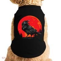Red Moon Black Crow Gothic Animal Bird Spooky Forest Raven Doggie Tank thumb 0