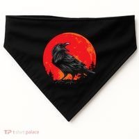 Red Moon Black Crow Gothic Animal Bird Spooky Forest Raven USA-Made Doggie Bandana thumb 0