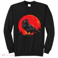 Red Moon Black Crow Gothic Animal Bird Spooky Forest Raven Sweatshirt thumb 0