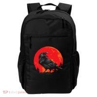 Red Moon Black Crow Gothic Animal Bird Spooky Forest Raven Backpack thumb 0