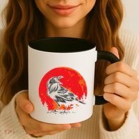 Red Moon Black Crow Gothic Animal Bird Spooky Forest Raven Coffee Mug thumb 3