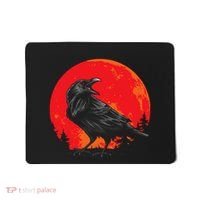 Red Moon Black Crow Gothic Animal Bird Spooky Forest Raven Mousepad thumb 0