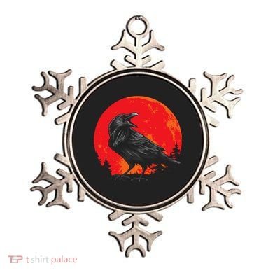 Red Moon Black Crow Gothic Animal Bird Spooky Forest Raven Ornament