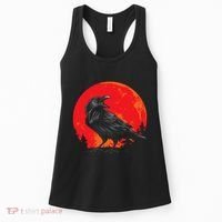 Red Moon Black Crow Gothic Animal Bird Spooky Forest Raven Women's Tank Top thumb 0