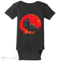 Red Moon Black Crow Gothic Animal Bird Spooky Forest Raven Baby Bodysuit thumb 0