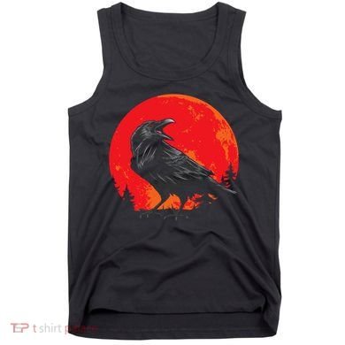 Red Moon Black Crow Gothic Animal Bird Spooky Forest Raven Tank Top