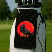 Red Moon Black Crow Gothic Animal Bird Spooky Forest Raven Golf Towel thumb 2