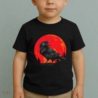 Red Moon Black Crow Gothic Animal Bird Spooky Forest Raven Toddler T-Shirt thumb 2