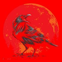 Red Moon Black Crow Gothic Animal Bird Spooky Forest Raven Santa Hat thumb 1