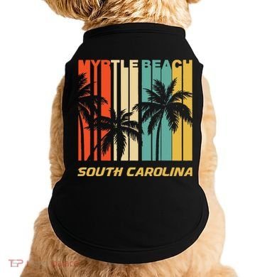 Retro Myrtle Beach South Carolina Palm Trees Vacation Doggie Tank