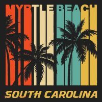 Retro Myrtle Beach South Carolina Palm Trees Vacation Beanie thumb 2