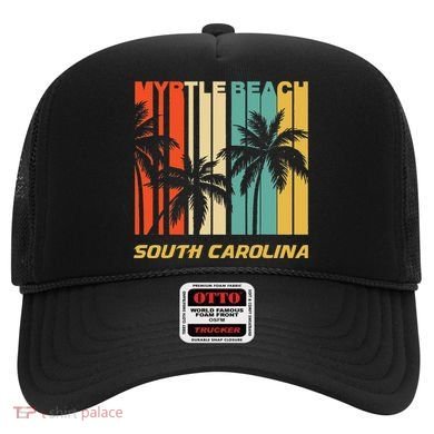 Retro Myrtle Beach South Carolina Palm Trees Vacation Hat