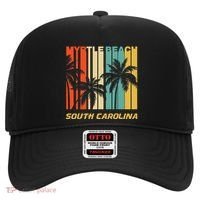 Retro Myrtle Beach South Carolina Palm Trees Vacation Hat thumb 0