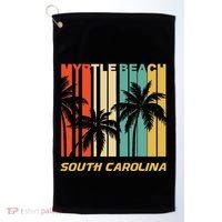 Retro Myrtle Beach South Carolina Palm Trees Vacation Golf Towel thumb 0