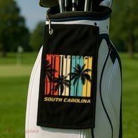 Retro Myrtle Beach South Carolina Palm Trees Vacation Golf Towel thumb 2