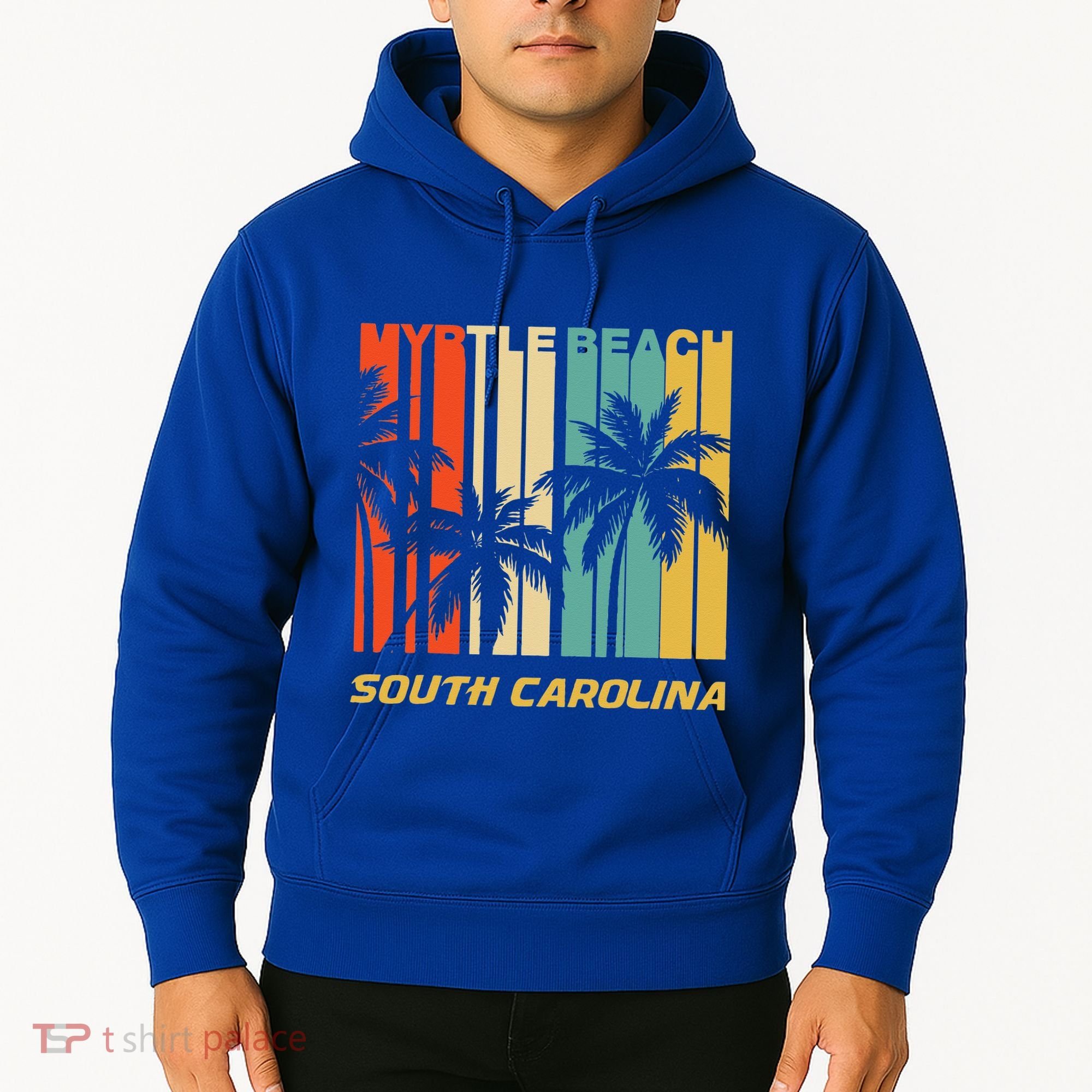 Retro Myrtle Beach South Carolina Palm Trees Vacation Hoodie