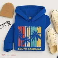 Retro Myrtle Beach South Carolina Palm Trees Vacation Hoodie thumb 4