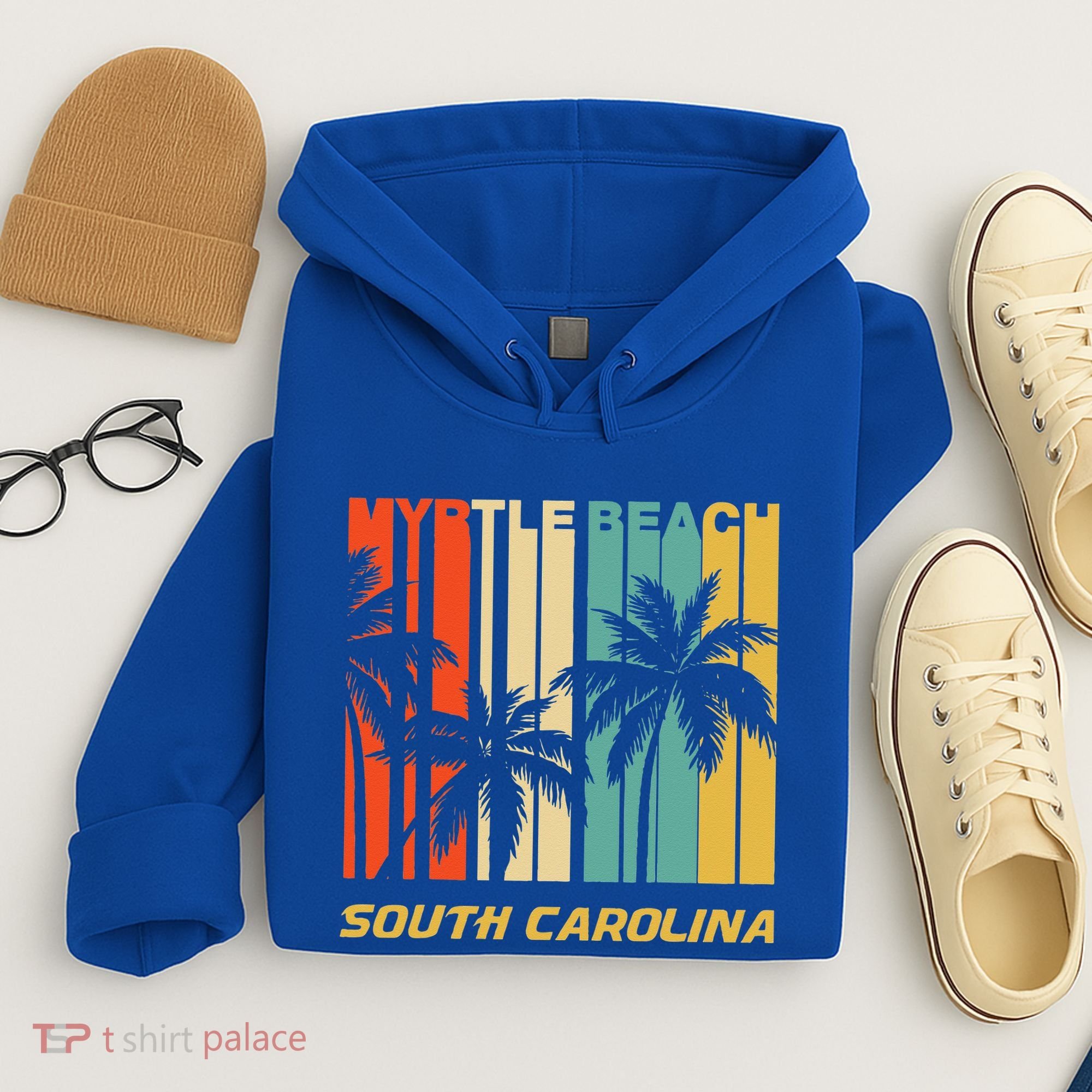Retro Myrtle Beach South Carolina Palm Trees Vacation Hoodie
